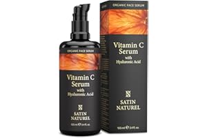 Satin Naturel Serum Vitamina C con Acido Hialuronico 100ml - Serum Antimanchas Illuminador para el Rostro Contorno de Ojos y el Escote - Vitamina C Facial Skincare