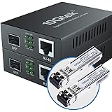 10Gtek® [2 Stück Gigabit Ethernet Medienkonverter, SFP Slot mit SFP SX Modul, Multi-Mode Dual LC Faser, 850nm, 550-Meter