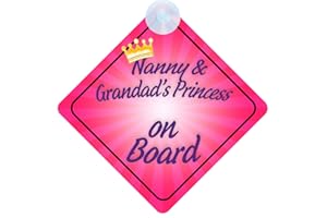 QG LTD Nanny and Grandad's Princess018 on Board Car Sign for Children/Baby Girls Non Personalised Character Theme