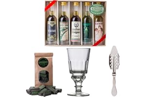 ‎ALANDIA Absinth Starter Set von ALANDIA | Komplett mit 5x original Absinthes | 1x Reservoir Glas | 1x Edelstahl Löffel | 1x Zuckerwürfel | Auch super als Geschenk 0,25 l