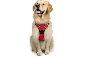 rabbitgoo Pettorina Cane Taglia Grande, Pettorina Cane ad h Regolabile con 2 Ganci in Metallo, Pettorina per Cani Anti Tiro Riflettente, Imbracatura Cani Traspirante per Addestramento Corsa(L, Rosso)