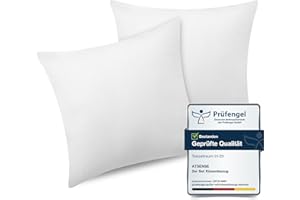 ‎ATSENSE ATsense 2er Set Kissenbezug 80x80 cm - 100% Gewaschene Baumwolle, Weiß Kopfkissenbezug mit Reißverschluss, Oeko-TEX Zertifiziert Weich, Nicht Lleicht Verformbar