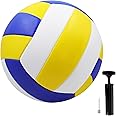 Volleyball Official Size 5 Volleyball with Air Pump & Needles, PU PVC Soft Indoor Outdoor Volleyball for Kids Youth Adults, Beginners Training Volleyball for Backyard Park Beach to Play Games