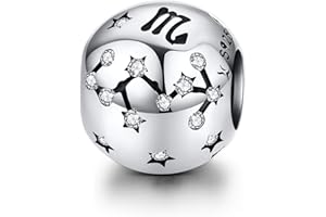 LaMenars Ciondolo a forma di segno zodiacale, in argento Sterling 925, compatibile con braccialetti e collane Pandora, Chamilia e europei