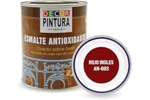 RC ocio Pintura antioxidante exterior para metal minio Pinturas esmalte antioxido para galvanizado, hierro, forja, barandilla, chapa para interiores y exteriores - Lata 750ml(Rojo Ingles)