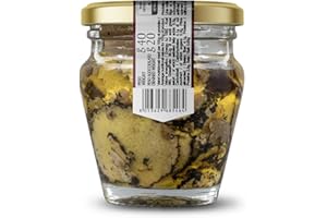 Valnerina Tartufi Truffes D'été Noire À Écailles | Truffe À Tranches, Lamelles, Carpaccio | Naturelle, Artisanale et Italienne Conservée Dans De L'huile D'olive Extra Vierge Evo | Pot 40 Gr.