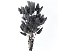 HDKAJL 50 Piezas de Hierba de Pampa, Ramo de Pampa Natural, Ramo de Flores Secas, Sin Olor, Nunca se Marchita, para Decoración del Hogar, Arreglos de Fiesta, Accesorios de Boda (Gris-Negro)