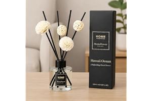 AMERTEER Reed Diffuser | Home Fragrance Set 120ml | English Pear & Freesia Scented Oil with Natural Rattan Sticks | Long Lasting Aroma Diffuser (Hawaii Ocean)