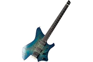 EART GW2-Pro Headless E - Gitarre feste Brücke für Reisen, geröstete Esche Solid Body - Wenge Neck, Trans White/Natural/Solid Black (GD)