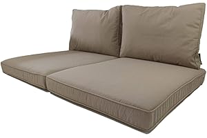 Palettenkissen Outdoor „Nordje Comfort Duo“ mit wasserabweisenden Bezug bestehend aus 2 Sitzkissen 60x80cm und 2 Rückenkissen 60x40cm Loungekissen | Palettenauflage | Palettenpolster (Taupe)
