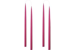 Kunstindustrien® Tapered Candles, Made in Denmark, 42 Colours Available, Dripless & Smokeless Dinner Candles, Solid Candles Long Burning 15 Hours, Unscented Candle Gift Set, 4pcs. 2.2 x 35cm (Cerise)