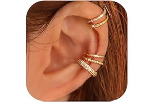 ADRAMATA 4 Pairs Ear Cuff Earrings for Women - 14K Gold Plated Ear Cuff for Non Pierced Ears Clip on Cartilage Earring Adjustable Fake Earrings Set Gold/Silver Ear Cuffs Non Piercing