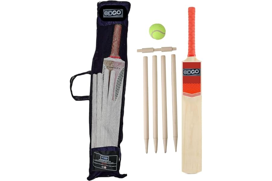 LUXTROUS Cricket Set With Mesh Carry Bag, Kids Beginner Cricket set with cricket bat with Ball Stumps Bails, Lightweight Cricket Bat Suitable For 3-12 years Kids