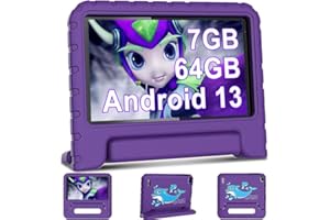 AOCWEI tablet bambini 7 pollici Tablet Android 13 7GB(4+3) RAM+64GB ROM(512 GB Espandibile)| FHD IPS | Controllo Parentale |Bambini educativi | WIFI 6 |Bluetooth 5.0 |Tablets con Guscio in EVA