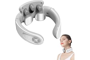 BLUESSIERY Massaggiatore Cervicale, Massaggiatore Collo Vocale Intelligente con Terapia Calore 42°C, 5 Modalità 15 Livelli Impulsi Elettromagnetici Massaggiatore per Domestico, Ufficio, Viaggio