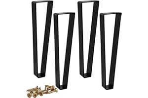 Btowin VCF 10 Inch / 25cm Trapezoid Metal Furniture Legs, 4Pcs Solid Steel Modern Style Table Legs Hairpin Heavy Duty sofa Feet for Home DIY Projects Coffee Table TV Stand Sofa Cabinet - Matte Black