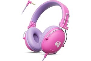 awatrue Kids Headphones, HK05 Pink Wired Headphones for Kids with 74/85db Volume Limited, HD Sound, Sturdy Design & Super Light-135g, Over Ear Earphones for Girls/YOTO Player/Travel/School/Tablet