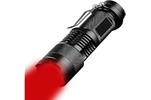 Pocketman Röd LED-Ficklampa - 3 Lägen, Skalbar, Mini Med Klämma för Astronomi, Nattobservation Och Utomhusaktiviteter