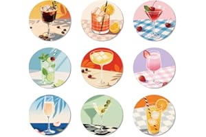 ANATTASOUL 9 Pezzi di Pattern Cocktail Sottobicchieri Legno, Sottobicchieri per Bevande,Coaster per Tavolino del Caffè, Decorazione per Cucina e Sala da Pranzo