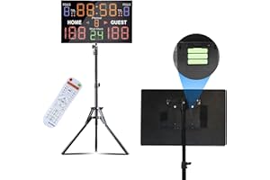 Ousmile Electronic Scoreboard, Battery Powered Digital Scoreboard with Remote, Basketball Scoreboard with Custom Shot Clock, 12/14/24/30S Countdown Timer Clock Score Keeper for Indoor Outdoor