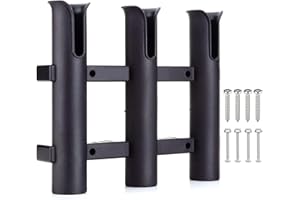 BigTron Portacanne a triplo supporto tubolare, tre in uno, supporto per lato barca, montaggio laterale e scanalature, tutti gli accessori inclusi, colore nero Item Name (aka Title)