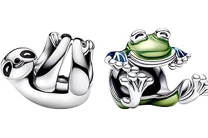 Doyafer 925 Sterling Silber Charms Cartoon Charm Beaded Anhänger Set Tier Perlen Für Frauen Armbänder Halskette Geschenke von Familie und Freunden 3-Stück/Paket