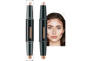 FRESFRESI 2-in-1 Contour & Highlighter Stick Kit - Bronzer Stick, Medium & Light Skin Tones, Natural Makeup, Smooth Sculpting Bronzer, Long-Lasting Waterproof Cream Formula, 1PCS