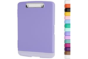 Piasoenc Porte-bloc avec rangement, porte-stylo et classeur légal A4, en plastique résistant, à ouverture latérale, clip à profil bas, pour infirmières, enseignants, juristes, Pourpre