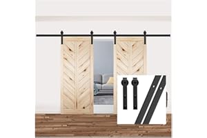 GIFSIN 15FT/457cm Sliding Barn Door Sliding Door Kit Barn Door Hardware for Double Door,J-Shaped Hanger