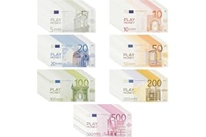 DOKRIN Commerçant，70 faux billets en euros, de la monnaie jouet grandeur nature pour les magasins et l'apprentissage, une monnaie arithmétique, un ensemble d'éducation financière pour les enfants
