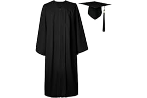 GraduatePro Graduation Gown and Cap Set for Unisex Adults Hat Matte University High School Women Teen Bachelor 12 Colors