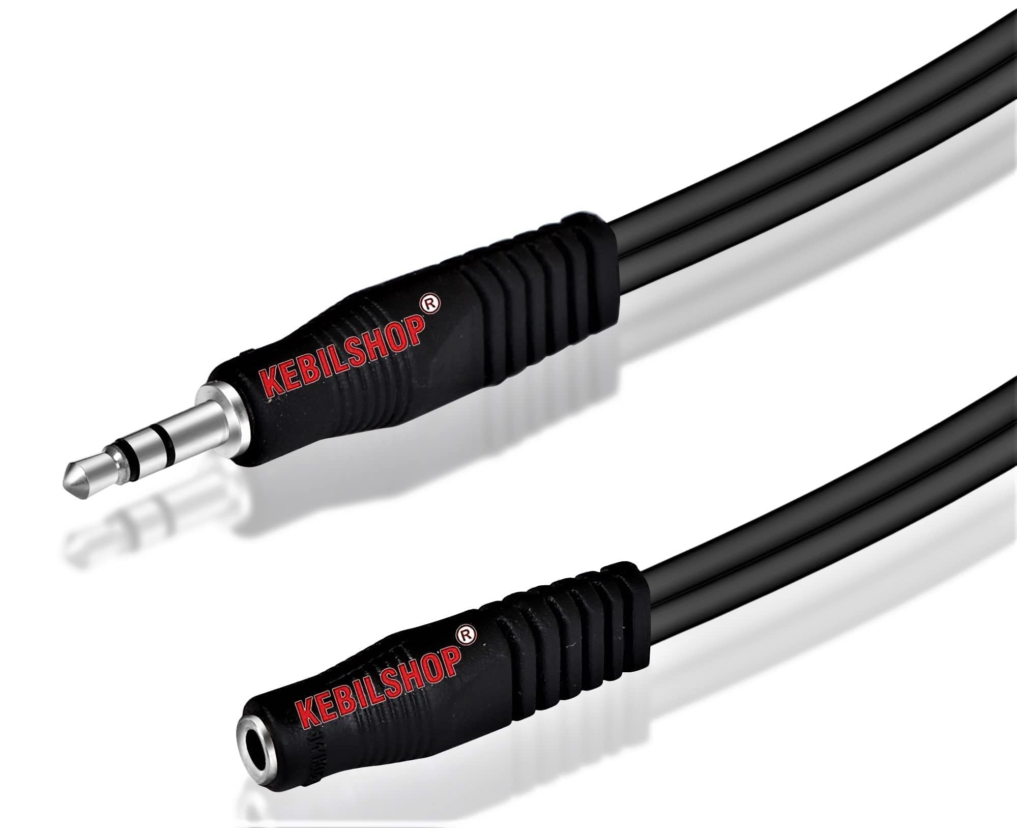 KEBILSHOP 3.5mm Male to female 10 Meter Stereo Aux extension Cable Compatible with Headphone, MobilePhone, Car Stereo, Home Theatre & More,Black,1pc Pack. (10 Meter)