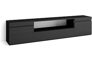 Skraut Home | Mobile TV Soggiorno | Ampio spazio a disposizione | 200x45x35cm | Per TV fino a 80" | Mobile Soggiorno | Stile moderno | Nero