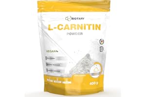 BIOTARY L-Carnitine Pure 400 g, poudre pure sans additifs, 133 portions 3000 mg de poudre de carnitine, 100% tartrate de L-carnitine, testé en laboratoire, végétalien, dosage élevé