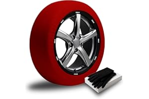 OWIJI Calze Neve Omologate Italia Set da 2 Auto SUV Rosse Taglia M Tessuto Tridimensionale 2 Guanti Borsa Impermeabile Scatola Esterna