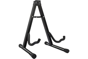 Display4top Supporto per Chitarra Universale Portatile per per Chitarra elettrica, Classica e Acustica, Nero