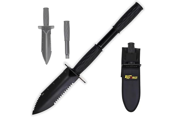 Xforst grävkniv med förlängningsfunktion, handspade, metalldetektor tillbehör, Digger spade, Hori Hori. Med mätskala och bältesfäste. X-GM350 ny