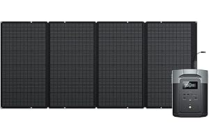 EF ECOFLOW Generador solar EcoFlow DELTA 2 Max Capacidad 2048Wh Batería LFP Estación portátil y panel solar 400W Hasta 3100 W de salida CA Carga 0-80% en 53 min Exteriores, acampadas, autocaravana, balcones