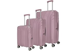 travelite Kofferset 3 teilig Hartschale nachhaltig, Größen S-M-L, ELVAA, Hartschalenkoffer Set mit 4 Rollen, recyceltes Innenfutter, TSA Schloss,