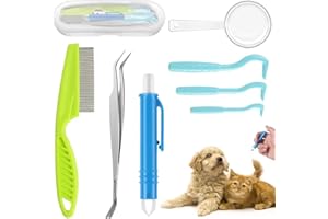 Niserelesa 8Pcs Tick Remover Tool Set, Tick Remover for Cats Dogs, With 6 X Tick Removers, 1 X Comb, 1 X Magnifier, Effortlessly Dog Tick Removal For Dogs, Cat, Humans