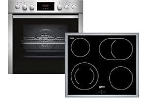 Neff XE4 Backofen-Kochfeld-Kombination / Einbau / 4 Heizelemente / 59,4 cm / Edelstahl/Schwarz / Klapptür / Bräterzone
