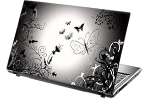 15.6 INCH TAYLORHE SKINS TaylorHe 13-14 inch Laptop Skin Vinyl Decal MADE IN ENGLAND Silver Grey Butterflies and Moth