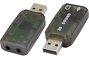 AYMBH External 5.1 USB Stereo Sound Card 3D Virtual Surround Sound Adapter with 3.5mm Mic-in and Audio-Out Ports Plug-and-Play, USB-Powered Compatible with Windows Mac PC No Drivers Needed (Black)