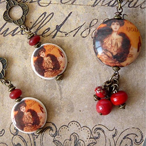 Womens Jewelry Set, French Vintage, Shabby Chic, Victorian Jewelry, Dangle Earrings, Pendant Necklace, Handmade