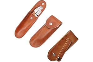 Ownkim Etui Couteau Cuir pour Couteaux de Poche Pliants 5", Gaine de Protection avec Fermeture par Pression et Système d'attache à la Ceinture pour Couteau de Poche, Robuste et Durable