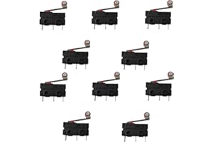 MOVILIDEAS MoviIideas - 10 Unidades Micro Pulsador Final de carrera Con Palanca y Rueda 3 Pines Micro Interruptor (Rueda)