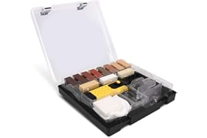 Navaris Laminat Reparaturset Hartwachs 17-teilig - Parkett Reparaturset - Holzreparatur Set - 11 Farbtöne - Holz Reparatur - Holz Kit mit Aufbewahrungsbox
