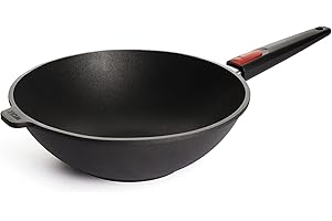 Woll Nowo Il 11030 - Padella Wok in Titanio, Diametro 30 cm, Altezza 10 cm, con Manico Rimovibile Adatto a Piani elettrici