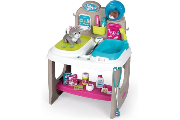 Smoby - Centre Vétérinaire - Clinique Animaux - Jouet pour Enfant - Peluches Chaton + Hamster Incluses - 18 Accessoires Médicaux - 340401
