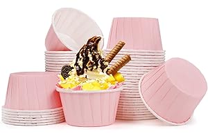Spesh Lot de 50 Moule Muffins Papier Caissettes Cupcake Moule à Cupcake Mini Moules Muffin Jetable pour Mariage, Anniversaire, Noël(rose clair)
